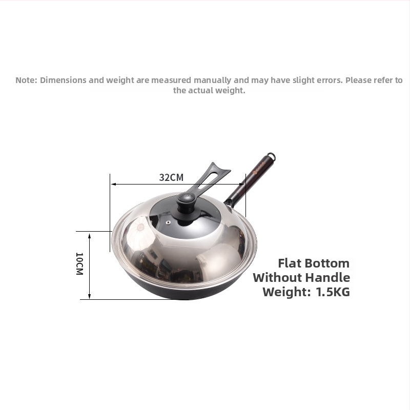 Wok z liatiny – čínskeho štýlu, kompatibilný s plynovým sporákom, jednovrstvové dno, sklenený pokrievka z nehrdzavejúcej ocele