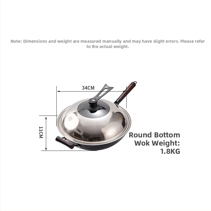 Wok z liatiny – čínskeho štýlu, kompatibilný s plynovým sporákom, jednovrstvové dno, sklenený pokrievka z nehrdzavejúcej ocele