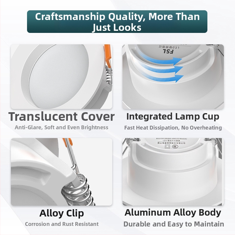 Foshan Lighting LED downlight, 8 cm otvor, osvetlenie do obývačky na strop, 2.5 palca, 3W zapustené LED svetlo
