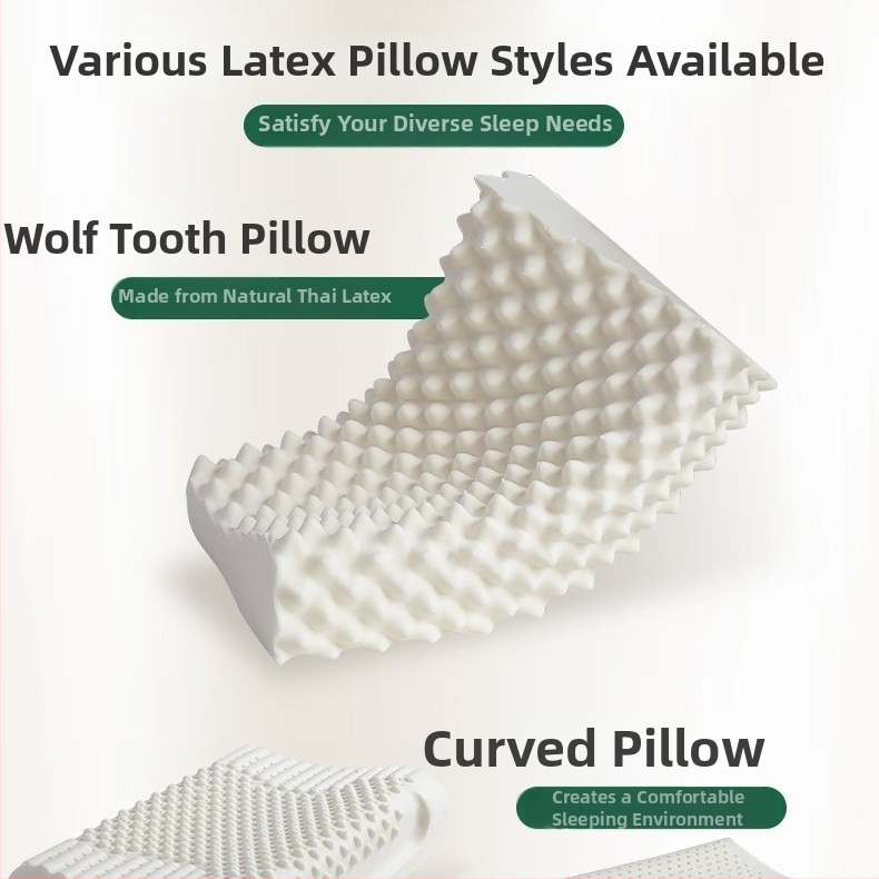 Latekso pagalvė su 90% natūralaus latekso, stačiakampio formos, megztas vidinis sluoksnis, 25 cm ir daugiau aukštis, masažo granulės kaklo palaikymui