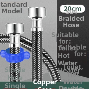 Innovator 304 oceľový opletený rúr - výbušne odolný, vysokotlakový prívod vody pre ohrievače a toalety, dvojité oceľové konce, moderný minimalistický štýl