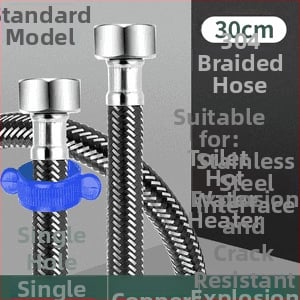 Innovator 304 oceľový opletený rúr - výbušne odolný, vysokotlakový prívod vody pre ohrievače a toalety, dvojité oceľové konce, moderný minimalistický štýl