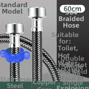 Innovator 304 oceľový opletený rúr - výbušne odolný, vysokotlakový prívod vody pre ohrievače a toalety, dvojité oceľové konce, moderný minimalistický štýl