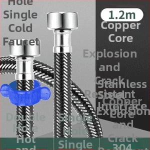 Innovator 304 oceľový opletený rúr - výbušne odolný, vysokotlakový prívod vody pre ohrievače a toalety, dvojité oceľové konce, moderný minimalistický štýl