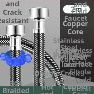 Innovator 304 oceľový opletený rúr - výbušne odolný, vysokotlakový prívod vody pre ohrievače a toalety, dvojité oceľové konce, moderný minimalistický štýl