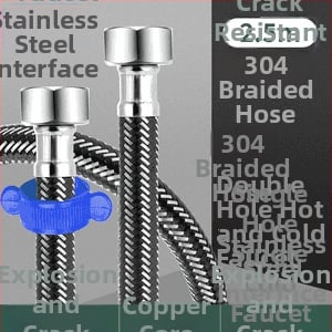 Innovator 304 oceľový opletený rúr - výbušne odolný, vysokotlakový prívod vody pre ohrievače a toalety, dvojité oceľové konce, moderný minimalistický štýl