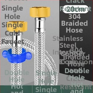 Innovator 304 oceľový opletený rúr - výbušne odolný, vysokotlakový prívod vody pre ohrievače a toalety, dvojité oceľové konce, moderný minimalistický štýl