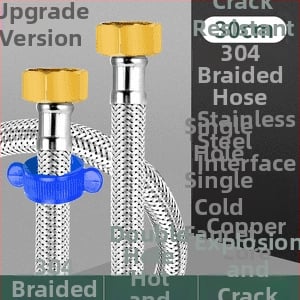 Innovator 304 oceľový opletený rúr - výbušne odolný, vysokotlakový prívod vody pre ohrievače a toalety, dvojité oceľové konce, moderný minimalistický štýl