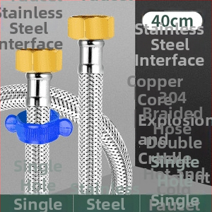 Innovator 304 oceľový opletený rúr - výbušne odolný, vysokotlakový prívod vody pre ohrievače a toalety, dvojité oceľové konce, moderný minimalistický štýl