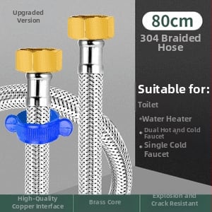 Innovator 304 oceľový opletený rúr - výbušne odolný, vysokotlakový prívod vody pre ohrievače a toalety, dvojité oceľové konce, moderný minimalistický štýl