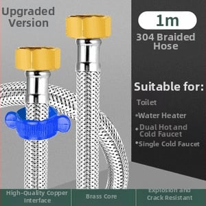 Innovator 304 oceľový opletený rúr - výbušne odolný, vysokotlakový prívod vody pre ohrievače a toalety, dvojité oceľové konce, moderný minimalistický štýl