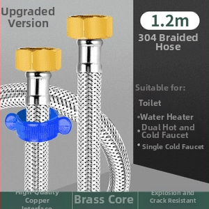 Innovator 304 oceľový opletený rúr - výbušne odolný, vysokotlakový prívod vody pre ohrievače a toalety, dvojité oceľové konce, moderný minimalistický štýl