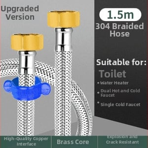 Innovator 304 oceľový opletený rúr - výbušne odolný, vysokotlakový prívod vody pre ohrievače a toalety, dvojité oceľové konce, moderný minimalistický štýl
