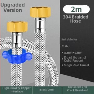 Innovator 304 oceľový opletený rúr - výbušne odolný, vysokotlakový prívod vody pre ohrievače a toalety, dvojité oceľové konce, moderný minimalistický štýl