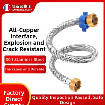 Innovator 304 oceľový opletený rúr - výbušne odolný, vysokotlakový prívod vody pre ohrievače a toalety, dvojité oceľové konce, moderný minimalistický štýl