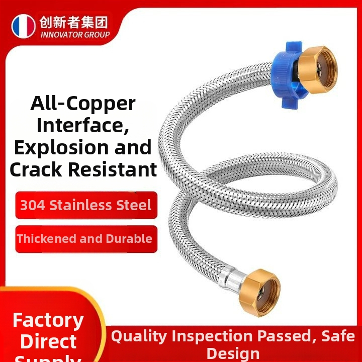 Innovator 304 oceľový opletený rúr - výbušne odolný, vysokotlakový prívod vody pre ohrievače a toalety, dvojité oceľové konce, moderný minimalistický štýl