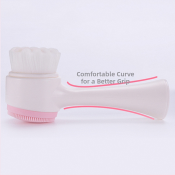 Jemná silikónová dvojstranná čistiaca kefka na tvár — stojací dizajn, ručná