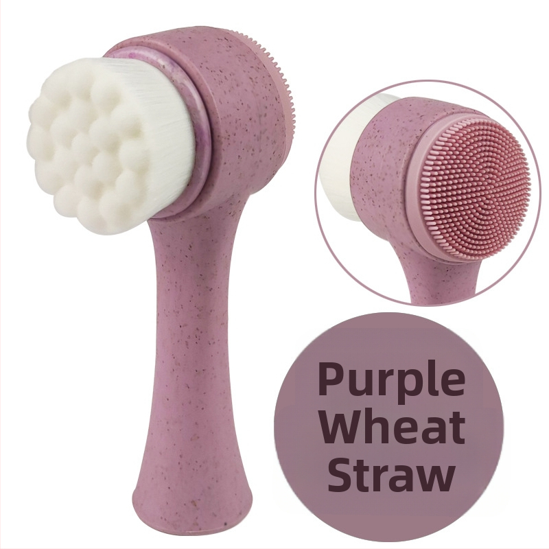 Jemná silikónová dvojstranná čistiaca kefka na tvár — stojací dizajn, ručná