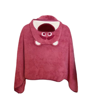 Детска кърпа за баня с качулка, корал-флийс, абсорбираща 300–400 г, 150D прежда, подгъв