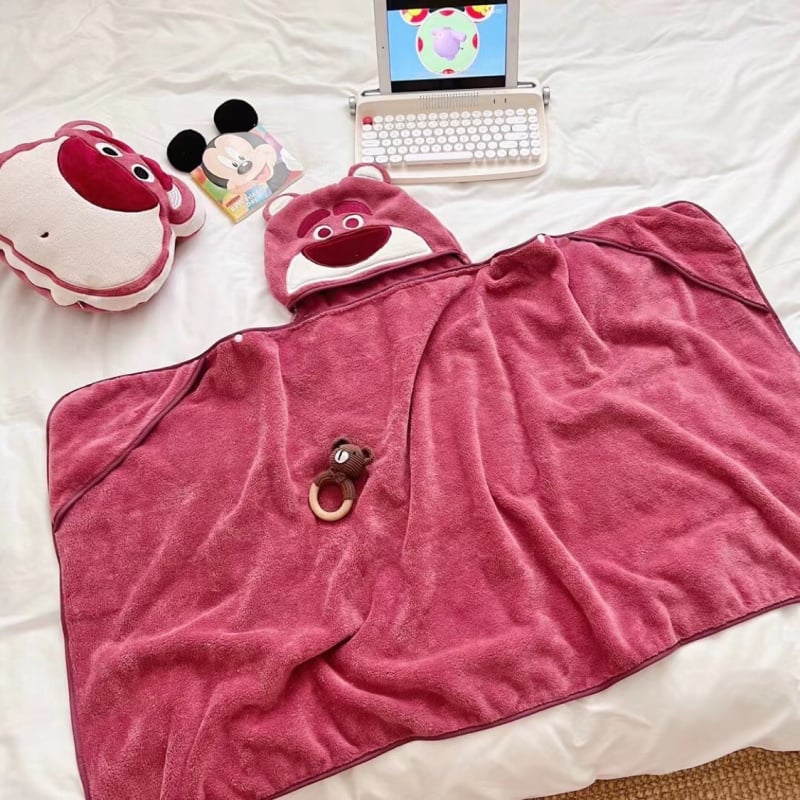 Детска кърпа за баня с качулка, корал-флийс, абсорбираща 300–400 г, 150D прежда, подгъв