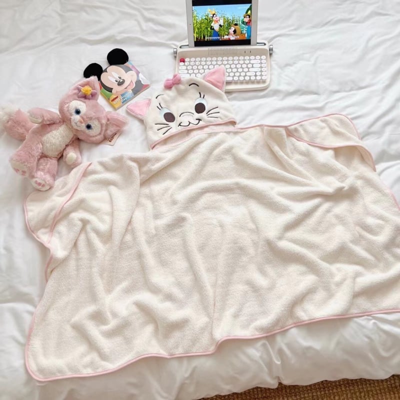 Детска кърпа за баня с качулка, корал-флийс, абсорбираща 300–400 г, 150D прежда, подгъв