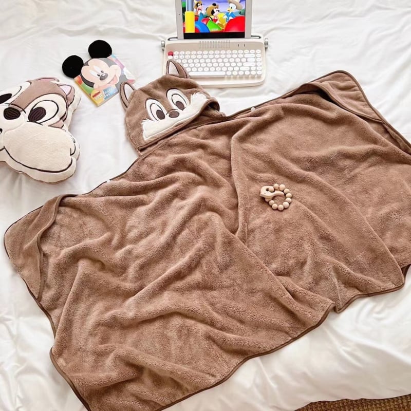 Детска кърпа за баня с качулка, корал-флийс, абсорбираща 300–400 г, 150D прежда, подгъв