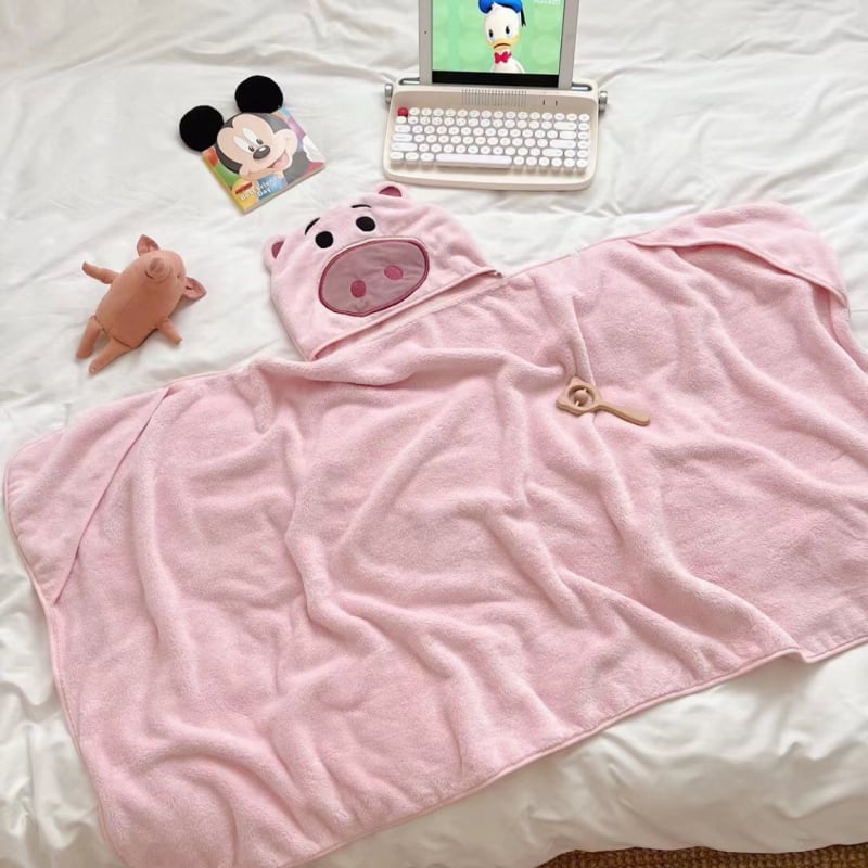 Детска кърпа за баня с качулка, корал-флийс, абсорбираща 300–400 г, 150D прежда, подгъв