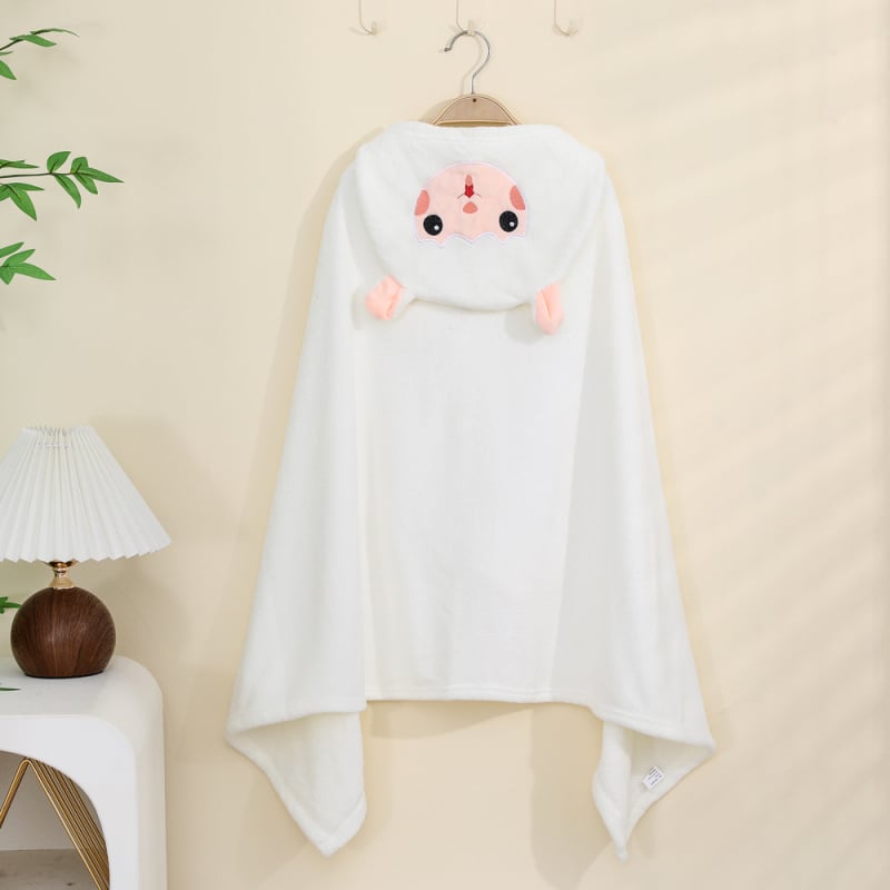 Παιδικό μπουρνούζι μπάνιου με κουκούλα από φλις κοραλλιών, γρήγορο στέγνωμα, 200–300 g, 150D, κέντημα και ραφή