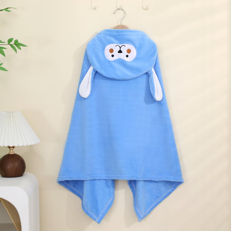 Παιδικό μπουρνούζι μπάνιου με κουκούλα από φλις κοραλλιών, γρήγορο στέγνωμα, 200–300 g, 150D, κέντημα και ραφή