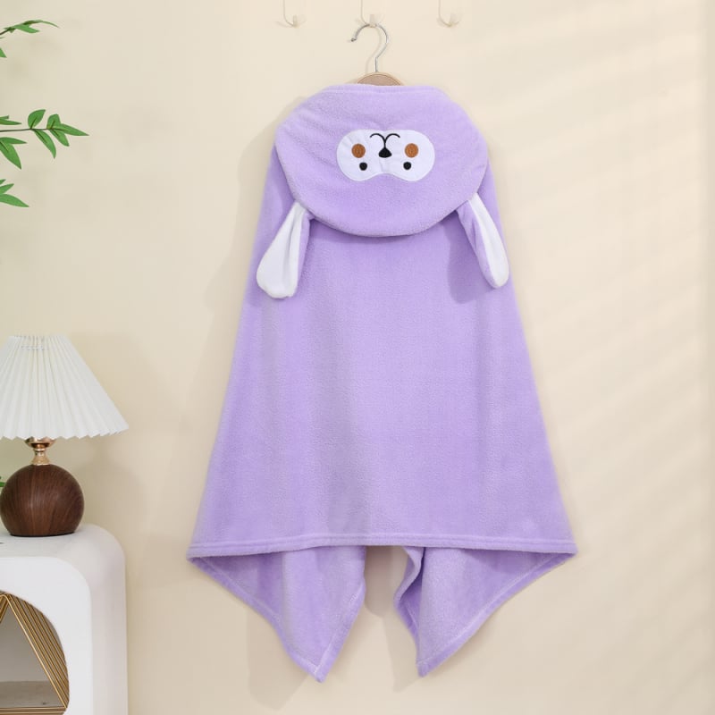 Παιδικό μπουρνούζι μπάνιου με κουκούλα από φλις κοραλλιών, γρήγορο στέγνωμα, 200–300 g, 150D, κέντημα και ραφή