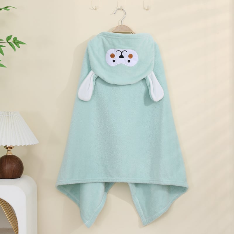 Παιδικό μπουρνούζι μπάνιου με κουκούλα από φλις κοραλλιών, γρήγορο στέγνωμα, 200–300 g, 150D, κέντημα και ραφή