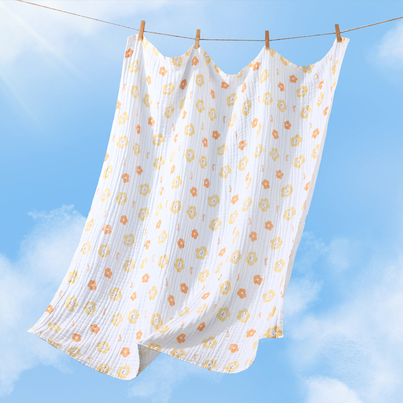 Detský uterák na kúpanie z bavlnenej gázy, rýchloschnúci, Cartoon vzor, 40s priadza, 300–400 g