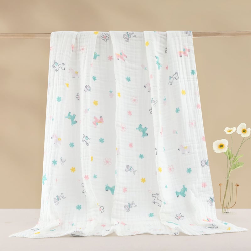 Detský uterák na kúpanie z bavlnenej gázy, rýchloschnúci, Cartoon vzor, 40s priadza, 300–400 g