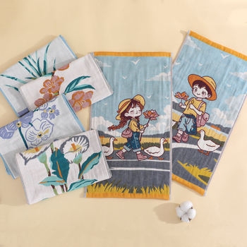 Gáza bavlnená detská utierka na tvár, 32 priadzí, jacquardové tkanie, 50 g, možnosť tlače loga