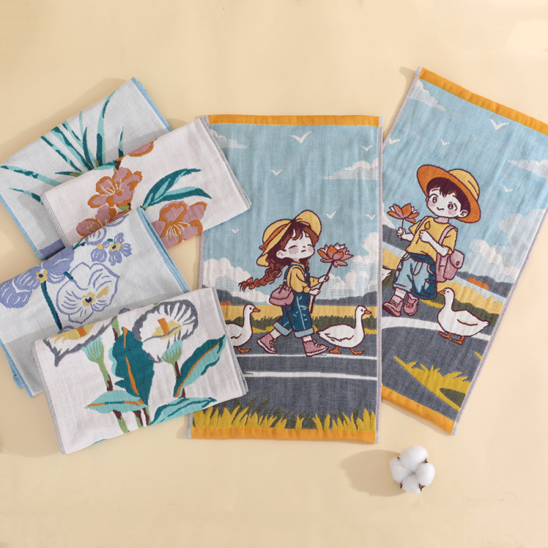 Gáza bavlnená detská utierka na tvár, 32 priadzí, jacquardové tkanie, 50 g, možnosť tlače loga