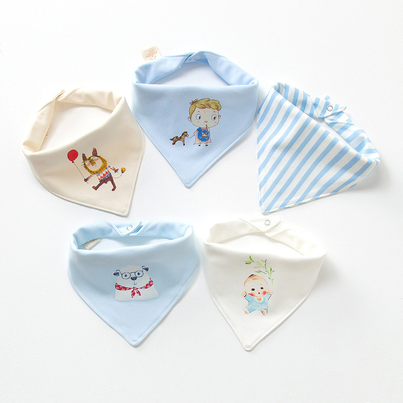 Trokutasta dječja baveta od 100% pamuka, upija vlagu, uzorci: pruge, ručno oslikani motivi i otisci