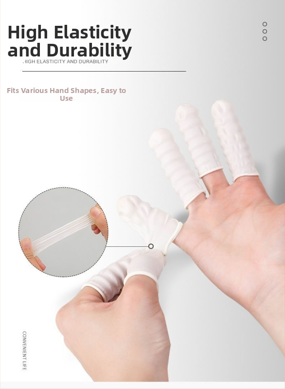 Jednorázové latexové prstové návleky na manikúru – hrubšie, s textúrou, odolné voči opotrebeniu a prepichnutiu