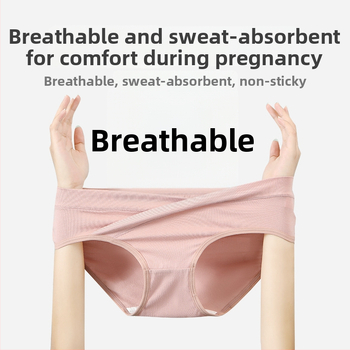 Tehotenské spodné nohavičky z čistého bavlneného materiálu, nízky pás, bezšvové, podpora brucha, bavlnená výstelka v rozkroku