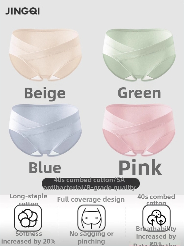 Tehotenské spodné nohavičky z čistého bavlneného materiálu, nízky pás, bezšvové, podpora brucha, bavlnená výstelka v rozkroku