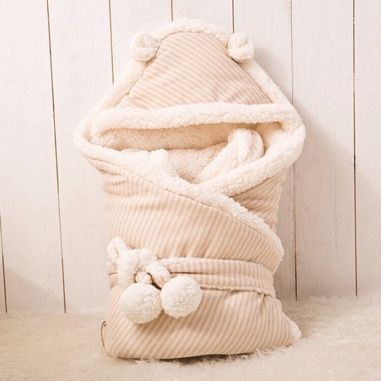Dječja swaddle deka od pamuka, sintetička punila, prugasti uzorak, za novorođenčad, jesen-zima