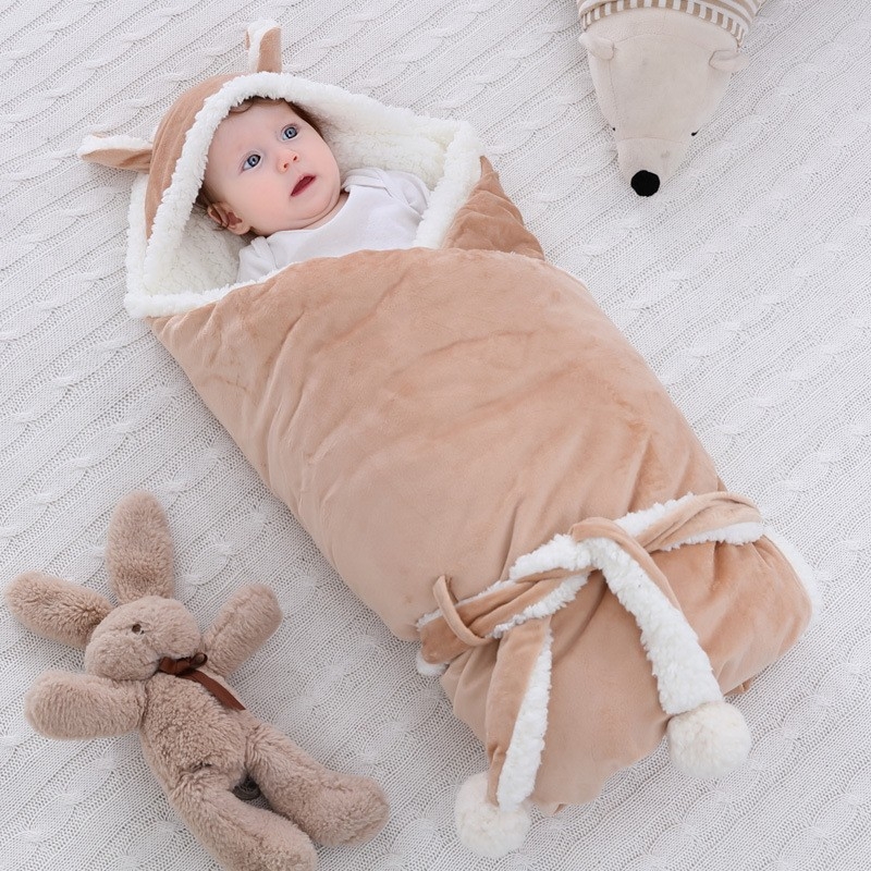 Dječja swaddle deka od pamuka, sintetička punila, prugasti uzorak, za novorođenčad, jesen-zima