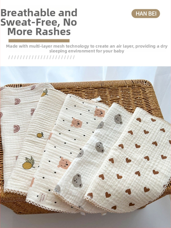 Servítka na sliny pre deti - 100% bavlna (≥95%), vysoká savosť, značka Hanbei