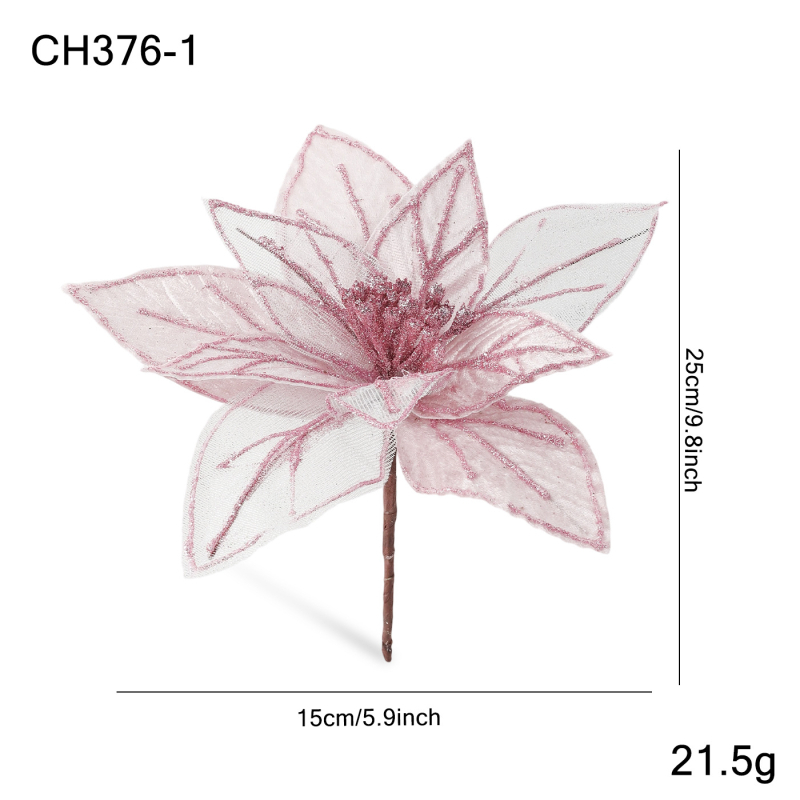 Karácsonyi textil virág dísz – hálós virág, CH376, Gangheng