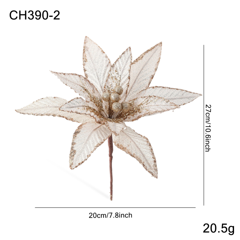 Karácsonyi textil virág dísz – hálós virág, CH376, Gangheng