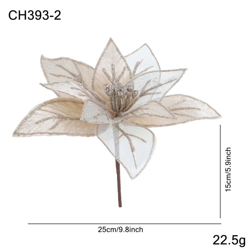 Karácsonyi textil virág dísz – hálós virág, CH376, Gangheng
