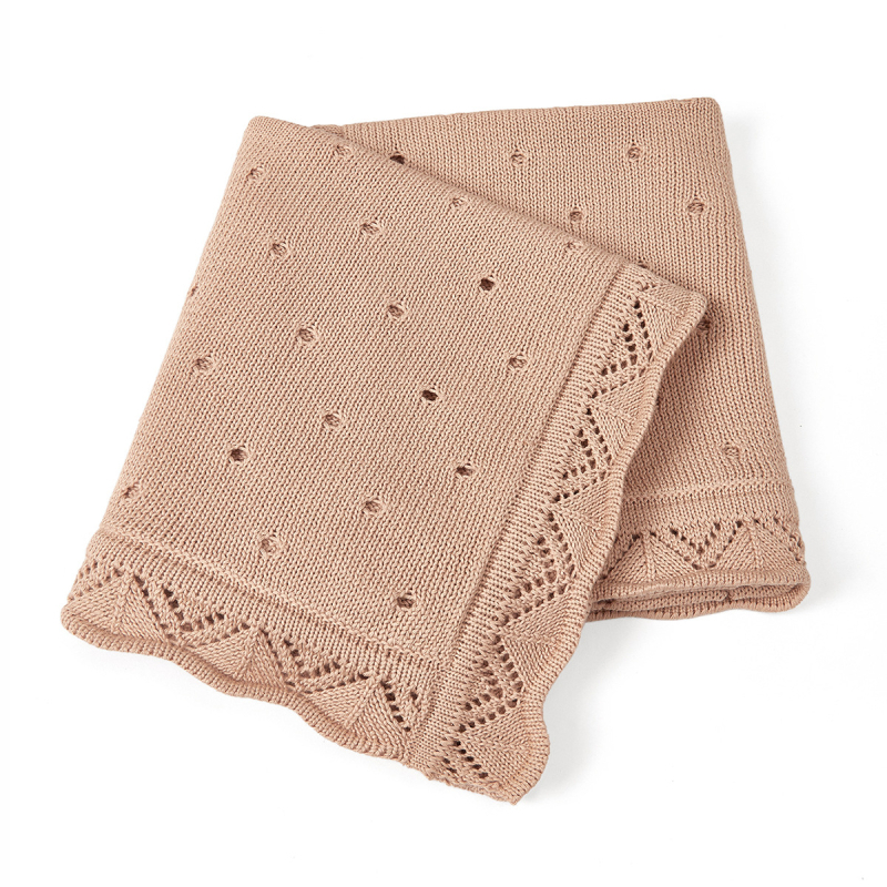 Новородено плетено одеяло с флорален кант – 100% памук, четирисезонно покривало за количка