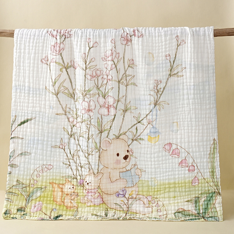 Dieťa šesťvrstvový bavlnený gáza uterák na balenie, 100% bavlna, 300–400 g, pre novorodencov