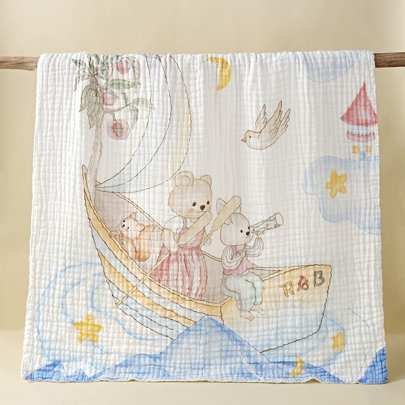 Dieťa šesťvrstvový bavlnený gáza uterák na balenie, 100% bavlna, 300–400 g, pre novorodencov