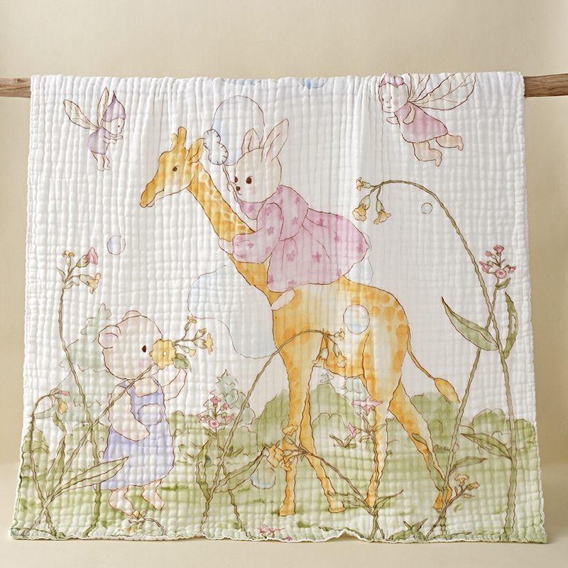 Dieťa šesťvrstvový bavlnený gáza uterák na balenie, 100% bavlna, 300–400 g, pre novorodencov