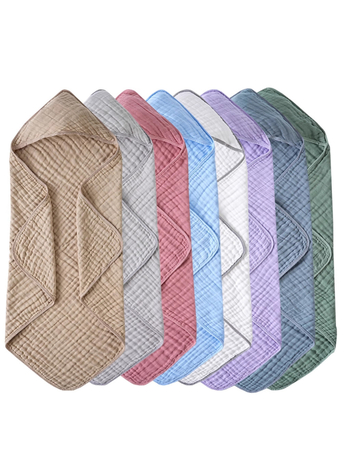 Prosop de baie cu glugă pentru nou-născuți și pătură de înfășare – 100% bumbac, 0–1 an, modele animale/desene animate